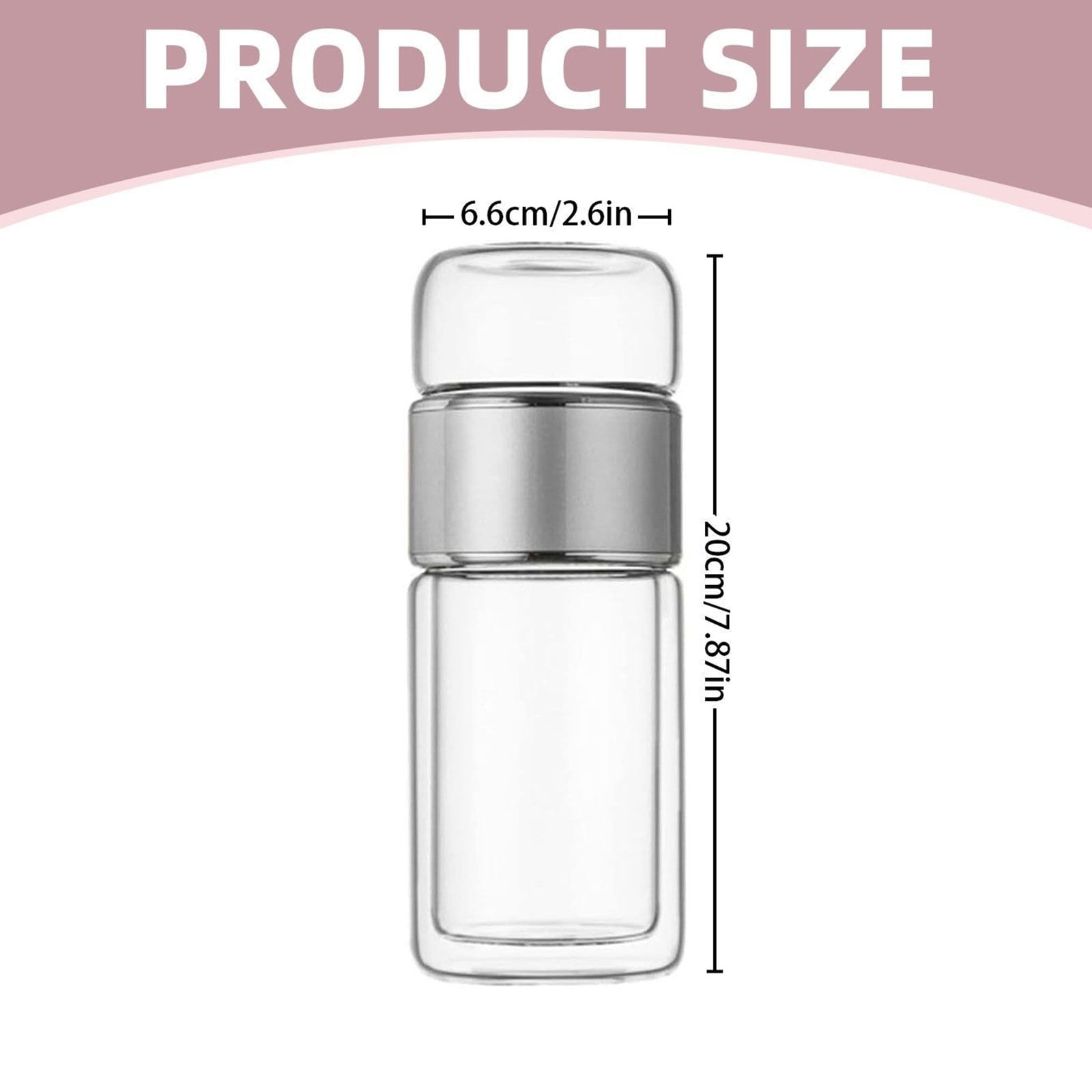 YAZHPA Tea Infuser Bottle,12oz/350ml Double Layer Stainless Steel Leakage Proof Glass Water Bottle Travel Water Separation Tea Bottle Mug Cup for Office Travel Home, Silver