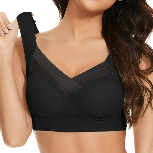 Aayomet Bras for Large Breasts Lace Tank Top Underwear Thin Side Fold Side  Breast Gather Adjustable Bra (Black, XXL)