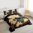 thumbnail image 3 of Manfei Chic Lotus Flower Queen Comforter Set,Country Plant Floral Bedding Sets,Staryy Night Bedding Comforter Set For Kids,Microfiber Bedroom Decor Reversible,3-Piece, 3 of 8