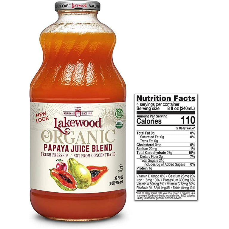 Lakewood Organic Brand Papaya Blend Not from concentrate Juice 32 fl oz Walmart