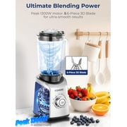 FOHERE Professional Countertop Blender, 50Oz Glass Jar, 1300W Peak Power, BPA-Free, Smoothie Maker with Presets & 5 Speeds, 20Oz Tritan to-go Cup, Ice Crusher for Home Use