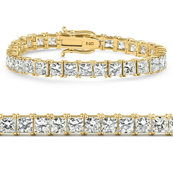 Pompeii 25Ct Princess Diamond Tennis Bracelet 14k Yellow Gold 7" Lab Grown (EF,VS)