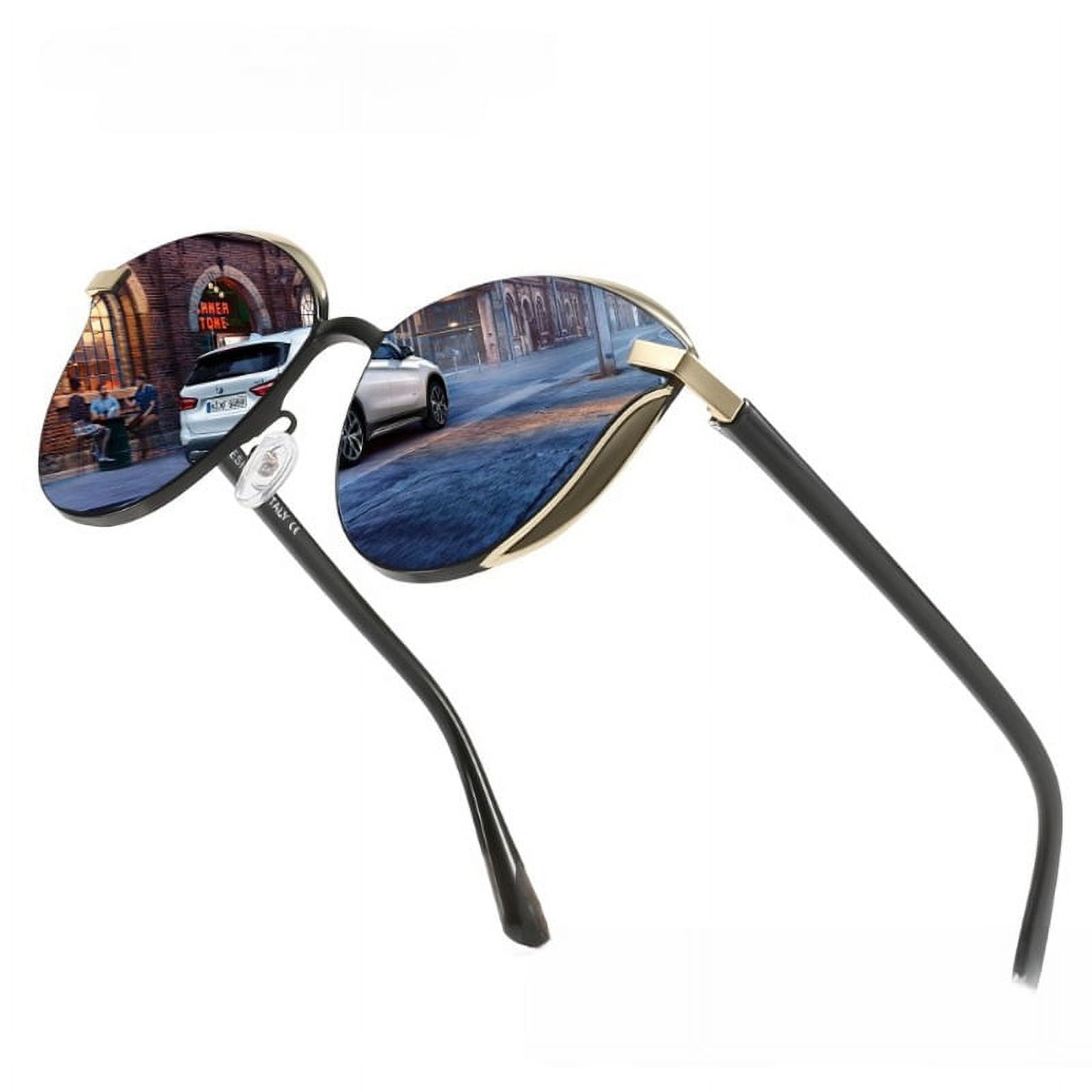 KKTREE Serenade Cat-Eye Polarized Sunglasses, Retro UV400 Protection, Golden Metal Frame