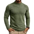 thumbnail image 2 of TOUMENY Men Sweater High Neck Long Sleeve Solid Slim Fit Casual Pullover Winter Knitted Comfortable Workwear Tops Army Green XXXL, 2 of 7