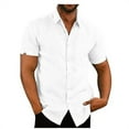thumbnail image 1 of PENGXIANG Mens Lin Manches Courtes Été Solide Chemises Décontracté en Vrac Robe Soft Tops Tee Blue M, 1 of 7