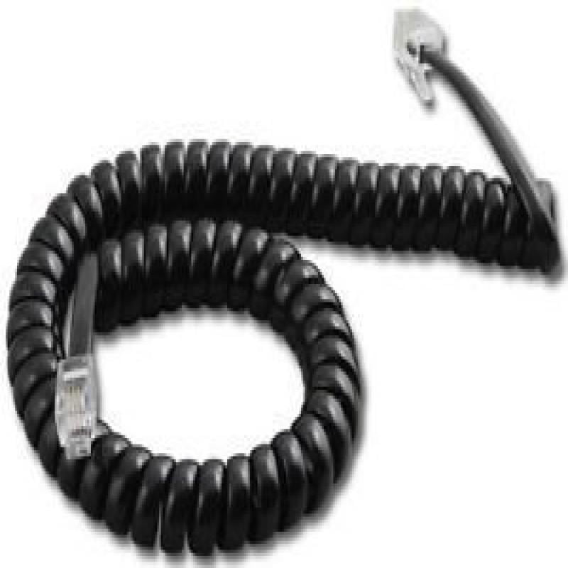 Polycom Handset Cord Soundpoint Black 12' IP Phone VoIP Charcoal Curly Dark Gray 
