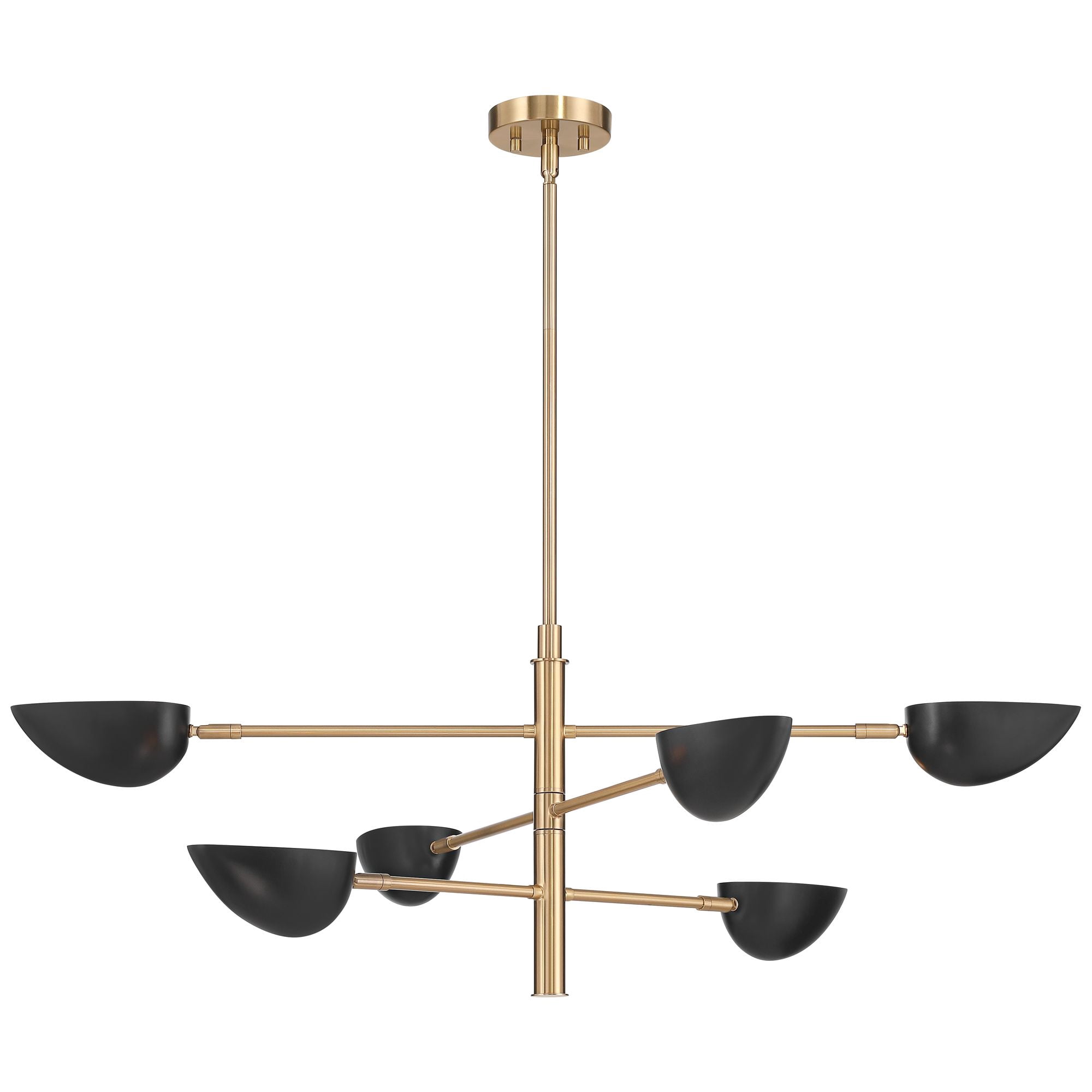 Possini Euro Design Atherton 42 1/2" Mid Century Modern Pendant Chandelier Ceiling Light Fixture Dining Room Sputnik 6-Light Black Warm Gold
