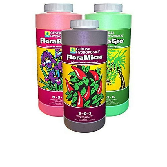 General Hydroponics Flora Grow, Bloom, Micro Combo Fertilizer Set, 1 pint (Pack of 3)