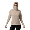 thumbnail image 5 of HappyYEE Women’s Upf 5+ Sun Shirts with Hooded Long Sleeve Thumb Sleeve Rash Guard Summer Outdoor Sun Protection Top with Face Mask Khaki L, 5 of 6