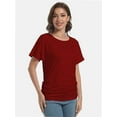 thumbnail image 5 of Women's Short Sleeve Boat Neck Top - Dolman Style with Side Shirring & Drape Detail, 5 of 6