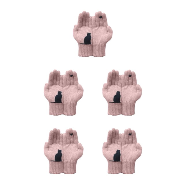 Qarigey Guantes cálidos de invierno y otoño con estampado de gato y pájaro para mujer y hombre, guantes de trabajo con parches suaves a Type2 NO2