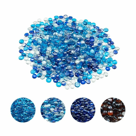 VEVOR Fire Glass, 10LBS / 4.5KG Smokeless & Fireplace Rocks, 3/4-Inch / 19.05 mm Reflective Firepit Glass Beads, High Luster Stone Landscaping for Fire Pit Table, Cobalt Blue   Caribbean Blue   Clear