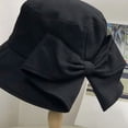 thumbnail image 6 of Mdesiwst Summer Lady Fisherman Hat Bow Decor Pastoral Style Pure Color Flat Top Good Breathability Sun Protection Anti-UV Foldable Sun Hat Outdoor Cap, 6 of 6