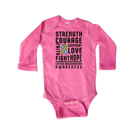 

Inktastic Lattice Degeneration Strength Hope Support and Courage Gift Baby Boy or Baby Girl Long Sleeve Bodysuit