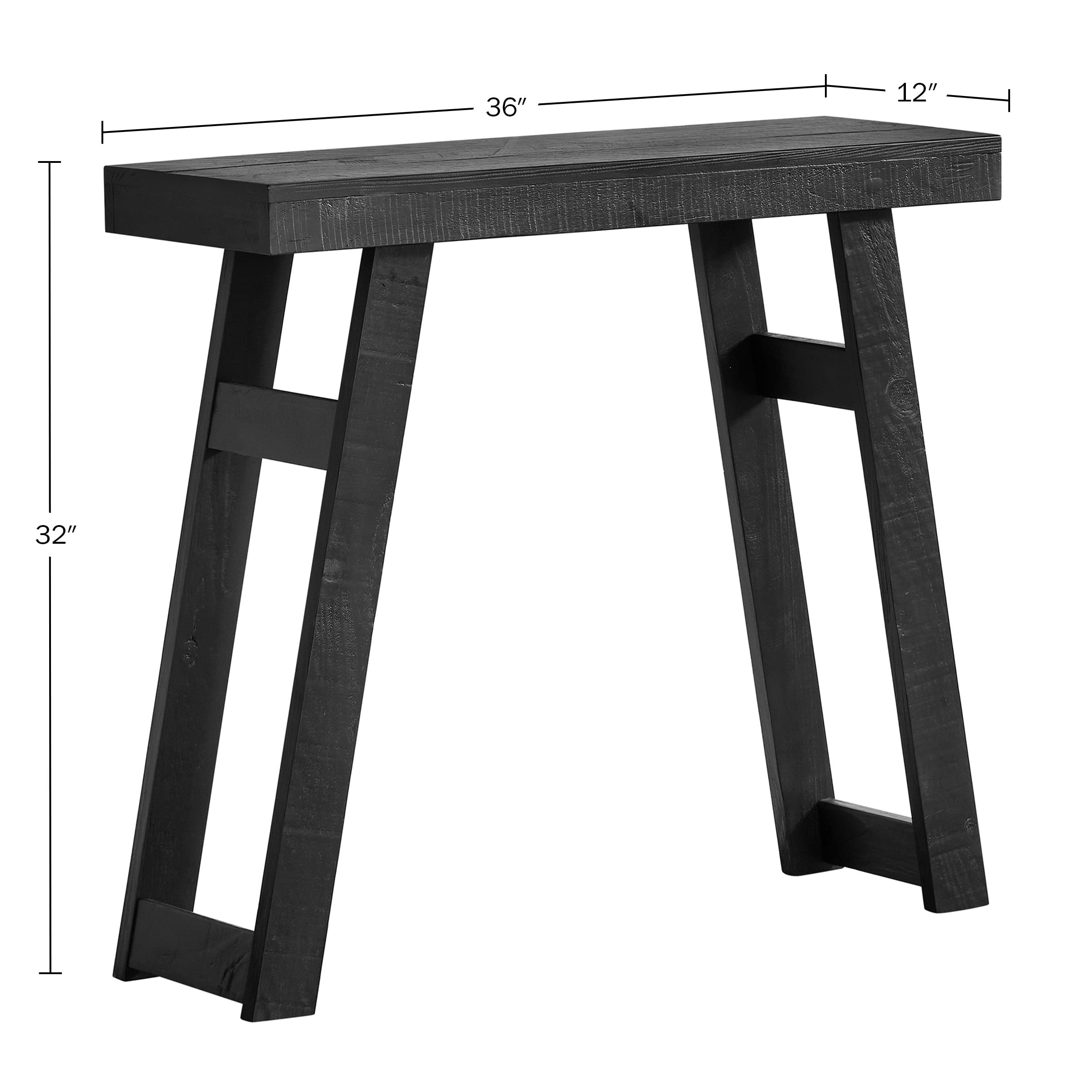 Alaterre Furniture Lawas Solid Wood Console Table - 36 Inch Small Entryway Table (Black)
