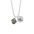 thumbnail image 2 of Delight Jewelry Silvertone Large Pirate - Mascot Silvertone Script Initial Disc - K - Charm Necklace, 20"+3", 2 of 4