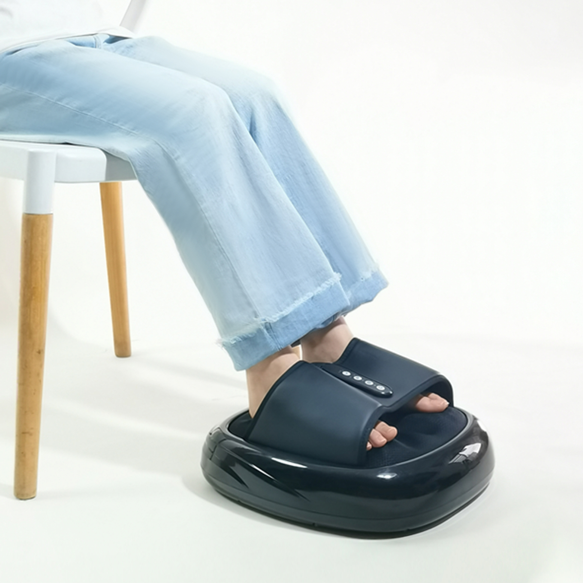 Shiatsu Foot Massager with Heat - Black, 3-in-1 Air Pressure Acupuncture & Kneading for Instep & Sole Reflexology Foot Massager
