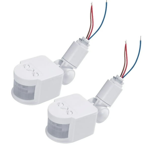 JIAHAOO Automatic Lighting Control Motion Sensor Switch 2 Pack PIR Infrared 110-240V 5-11m 180 Degree Range White IP65