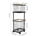 thumbnail image 3 of Denest Black Metal Laundry Basket With Wheels 2-tier Laundry Basket Rectangular Iron, 3 of 19