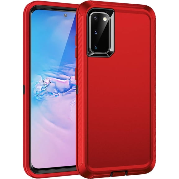 for Galaxy S20 5g Case,Shockproof Dropproof Dustproof 3-Layer Full Body Protection Rugged Heavy Duty High Impact Hard Cover Case for Galaxy S20 6.2 inch,Red/Black