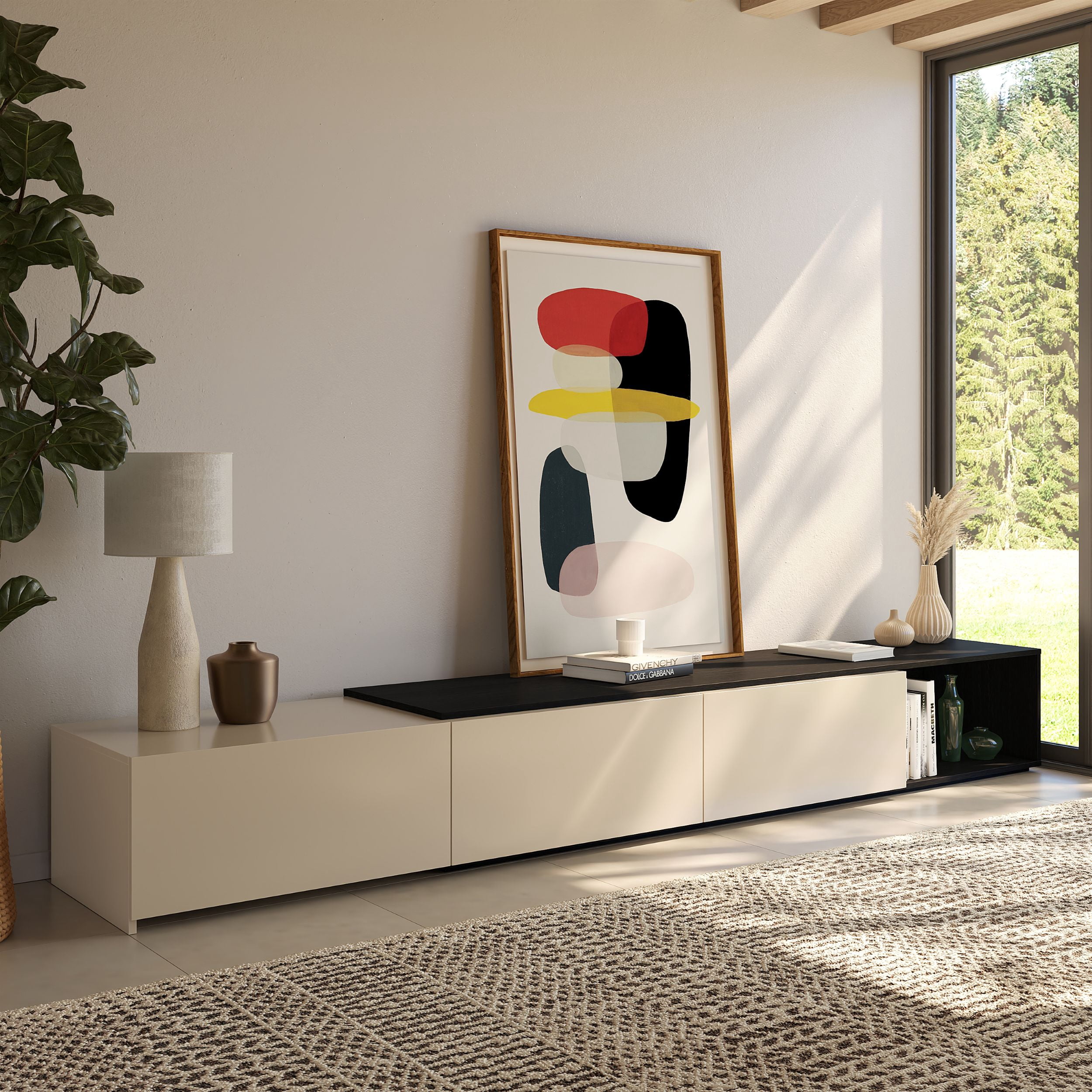 Nexera Arlo Extendable TV Console (66"-108"), Black