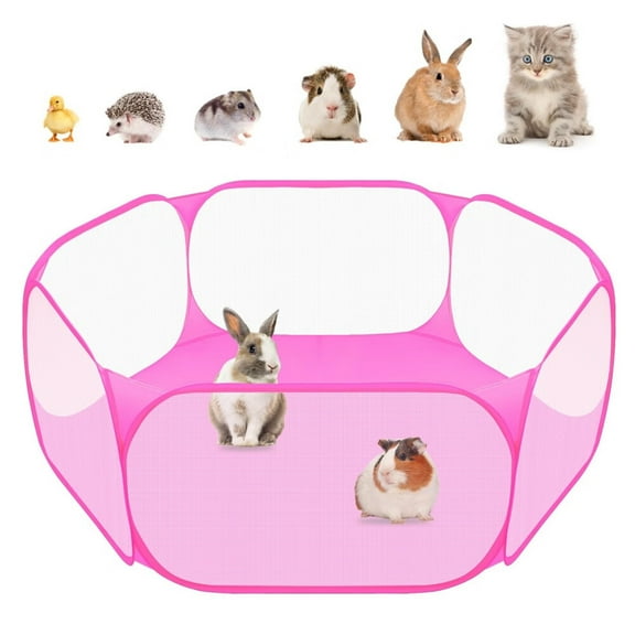 Small Animals Cage Tent,Breathable & Transparent Pet Playpen Pop Open Outdoor/Indoor Exercise Fence,Portable Yard Fence for Guinea Pig,Rabbits,Hamster,Chinchillas and Hedgehogs