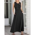 thumbnail image 6 of SANOPY Women Summer Casual Sleeveless Maxi Sundress Button Fit & Flare A-Line Flowy Long Dresses 2025 Beach Outfits, 6 of 7