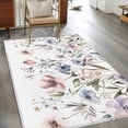thumbnail image 3 of Watercolor Flower Washable Area Rug&nbsp;3x5ft Grey Purple Floral Leaf Soft Rectangle&nbsp;Rugs for Living Room, Non Slip Carpet for Bedroom&nbsp;Entryway Dining Room, 3 of 9