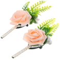 thumbnail image 5 of Realistic Bridal Boutonniere 2Pcs Wedding Accessory For Men Flower Shape Pink Simple And Fresh Decoration, 5 of 5