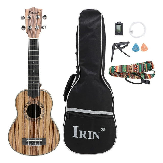 21 Inch Zebrawood Soprano Ukulele Kit for Beginners, Kids, Adults and Students, with Case, Tuner, Strap and Picks