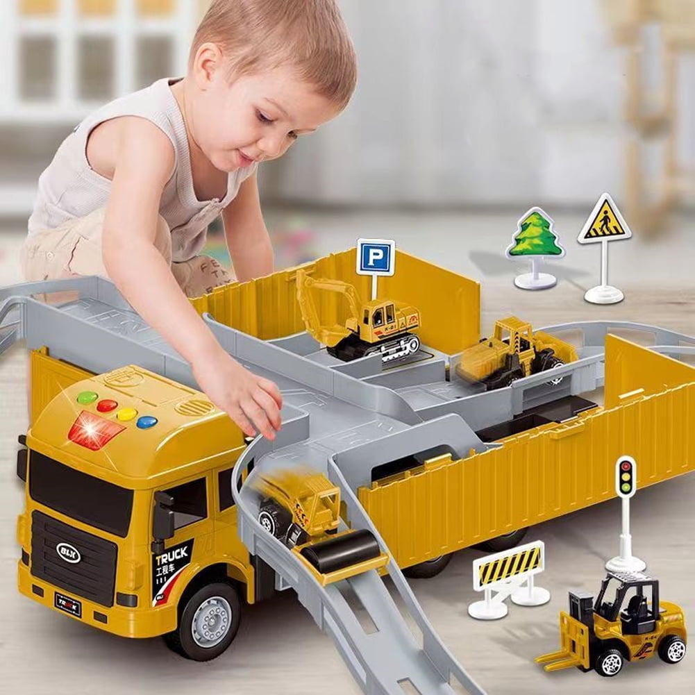 Godderr Kids Toddlers Construction Cars Set Toys for Boys Crane Truck Toy Truck Metal Die Cast Crane Large Engineering Crane Boys' Truck Alloy Set,Construction Vehicle Toy for 3+