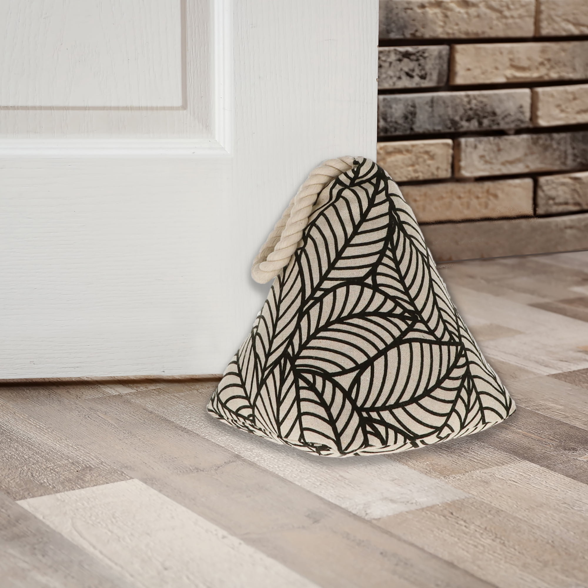 Jungle Print Cotton Weighted Bag Door Stop 2.3 lbs Black