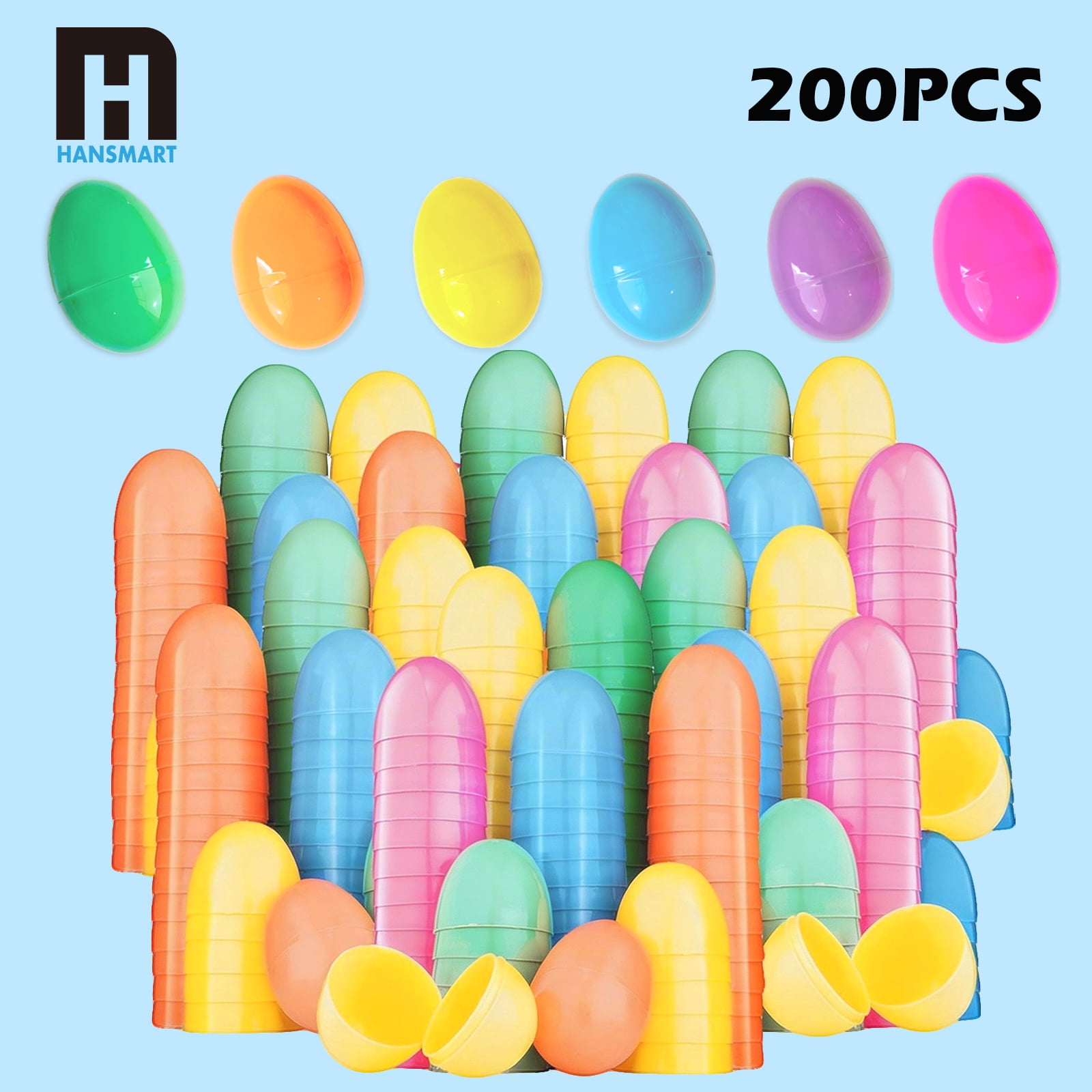 200 Pcs Easter Eggs, 2.25" Plastic Easter Eggs for Easter Hunt,Easter Themed, Decorations, Basket Stuffers Fillers