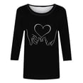 thumbnail image 2 of Tops de Cuello Redondo para las Mujeres Moda Impresa 3/4 Mangas Blusa Casual Top, Estante de Imitación, 2 of 5