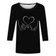 thumbnail image 4 of Tops de Cuello Redondo para las Mujeres Moda Impresa 3/4 Mangas Blusa Casual Top, Estante de Imitación, 4 of 5