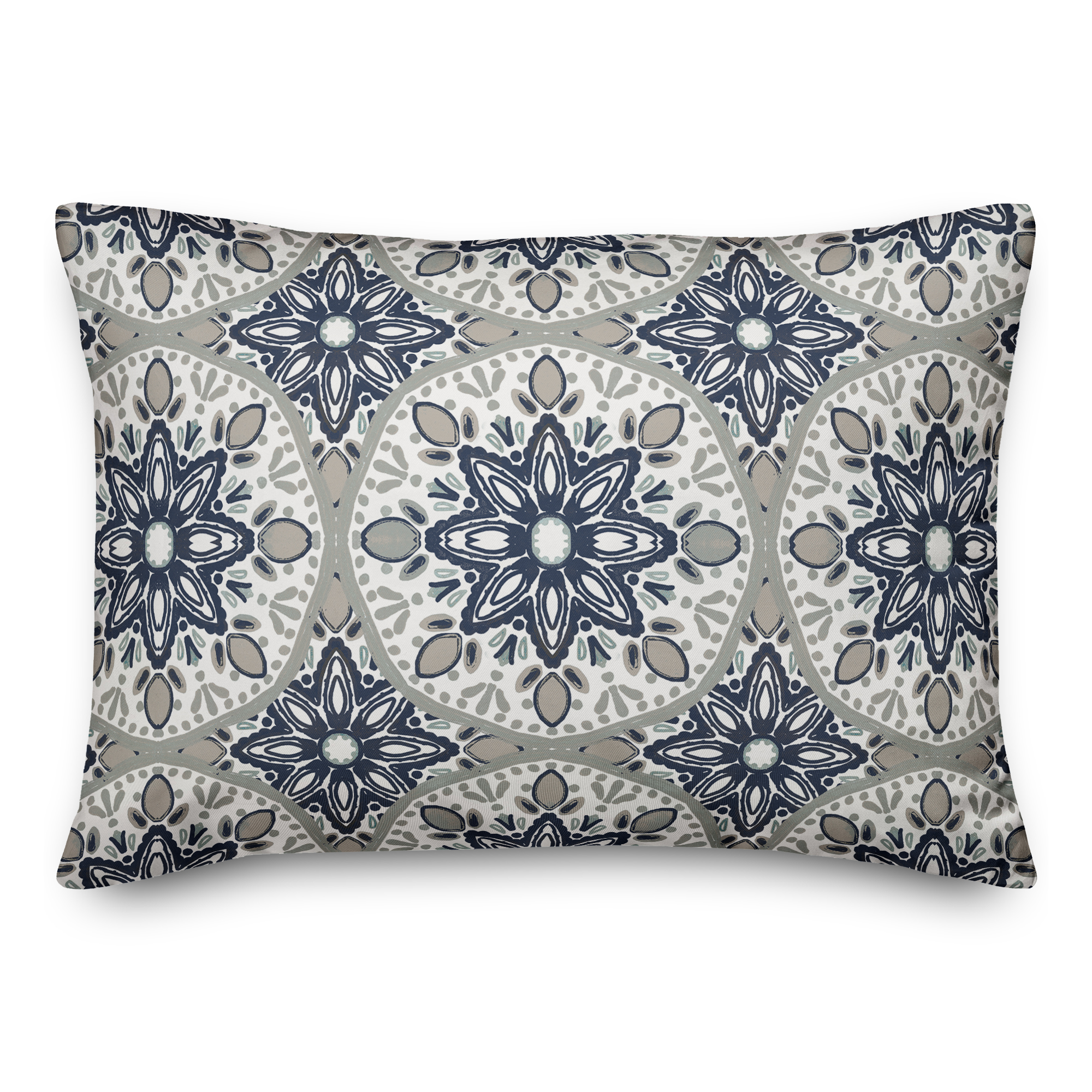 Creative Products Faded Blue Gray Medallions 14x20 Indoor / Outdoor Pillow