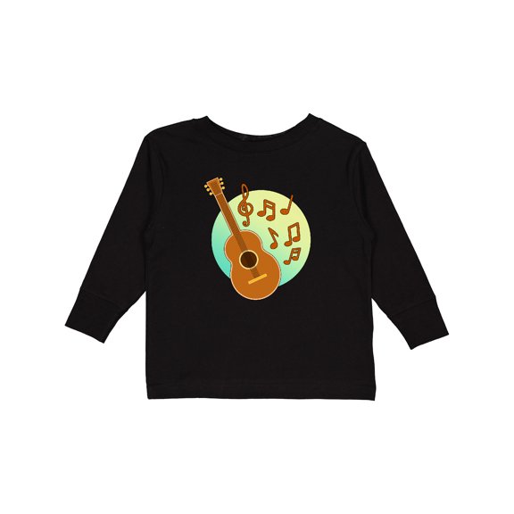 Inktastic Cute Guitar with Musical Notes Boys or Girls Long Sleeve Toddler T-Shirt