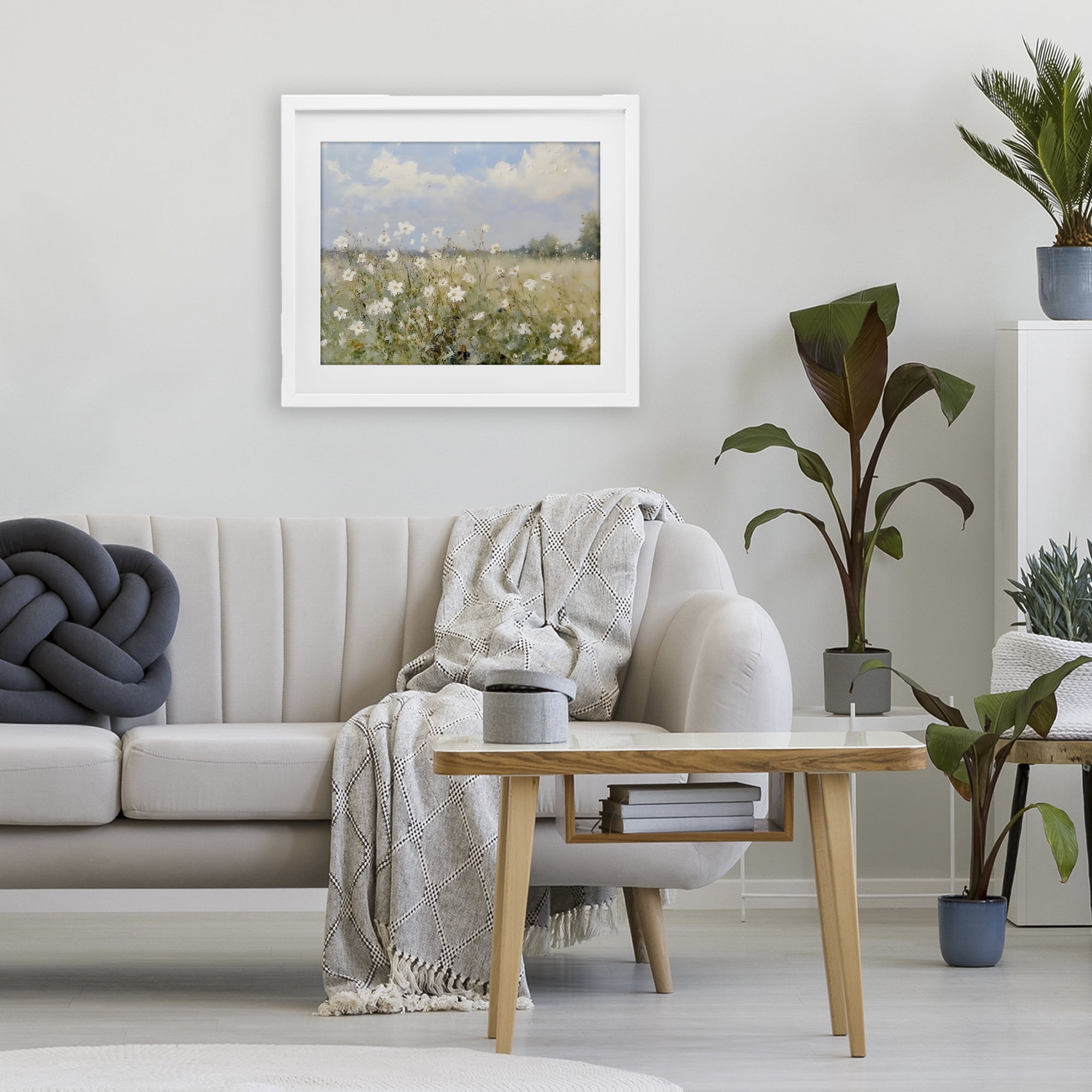 Stupell Industries Neutral Wildflower Field in Bloom White Framed Print Under Glass, design by LSR Design Studio