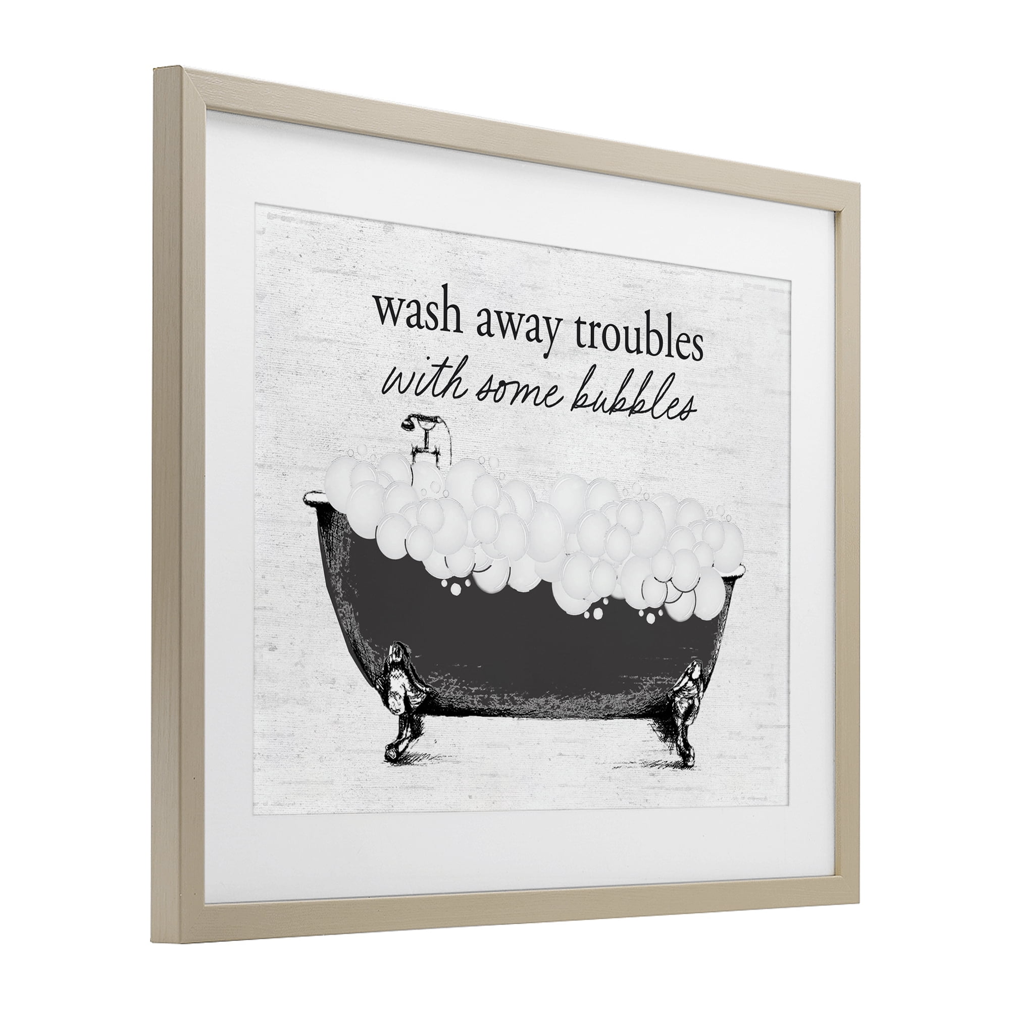 Uplifting Bubble Bath Rhyme Birch Framed Print Under Glass, design by Lettered and Lined