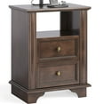 thumbnail image 3 of UBesGoo Nightstand with Charging Station for Bedroom,Side Table with 2-Drawer, Brown, 3 of 10