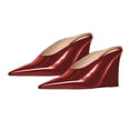 thumbnail image 4 of XYD Women Chic Pointed Closed Toe Mules Slip On Wedges High Heel Sandals Backless Party Club Dressy Shoes Size 7 Red, 4 of 4