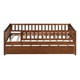 thumbnail image 5 of Harper & Bright Designs Twin Size Low Daybed with Trundle, Wood Twin Platform Bed Frame with Rails for Boys and Girls Bedroom, Walnut, 5 of 15