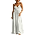 thumbnail image 2 of Aimik Women's Wrap Waist Maxi Sundress Summer Spaghetti Strap V Neck Solid Maxi Sundress Loose Airy Casual Vacation Long Dress, 2 of 6