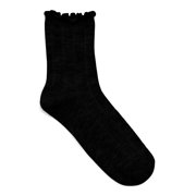 No Boundaries Lettuce Edge Mid Crew Socks, 6-Pack, Womens, Shoe Sizes 4-10