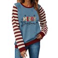 thumbnail image 3 of Christmas Sweatshirts for Women, Letter Print Striped Long Sleeve Crewneck Loose Fit, Fall Holiday Party Graphic Tops S-XXL, 3 of 6