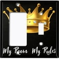 thumbnail image 2 of Metal Light Switch Plate Outlet Cover (My Room My Rules Crown - Single Rocker Single Toggle), 2 of 2