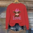 thumbnail image 5 of Women's Valentine's Day Heart Graphic Sweatshirt - Plus Size Crewneck Long Sleeve Love-Themed Pullover, Cute Gnome & Heart Print Casual Tops for Date Night & Gifts, 5 of 6