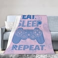 thumbnail image 1 of DouZhe Ultra-Soft Micro Fleece Lightweight Flannel Bed Blanket, Cartoon Eat Sleep Game Controller Pink Print Cozy Warm Throw Blankets, 40"x30", 1 of 7