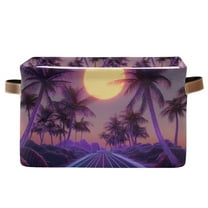 Yayeee Canvas Storage Basket with Handles for Shelves Fabric Bins Closet Organizer, Night Purple Road