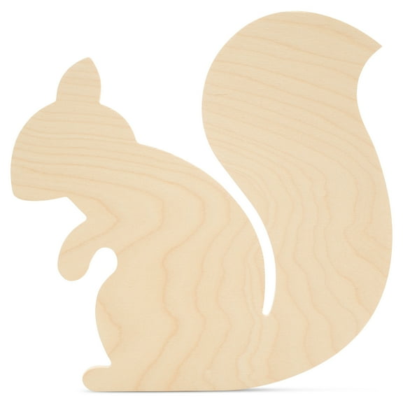 Squirrel Wooden Cutout 12 x 12 inches, 50 Unfinished Birch Wood Animal Cutouts for Autumn Decor and DIY Crafts, by Woodpeckers